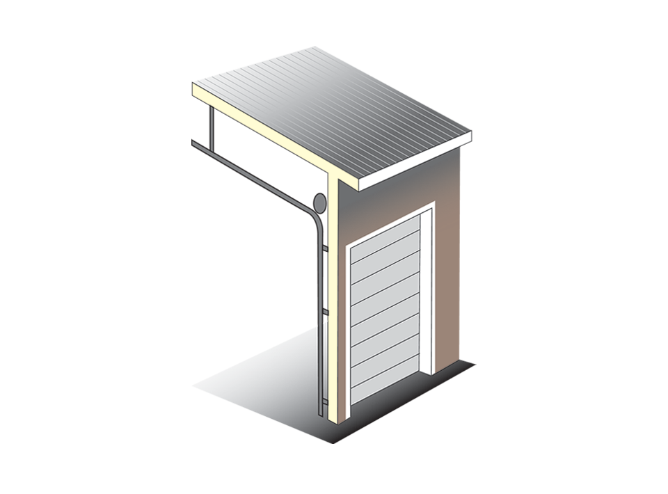 Garage door track following roof pitch